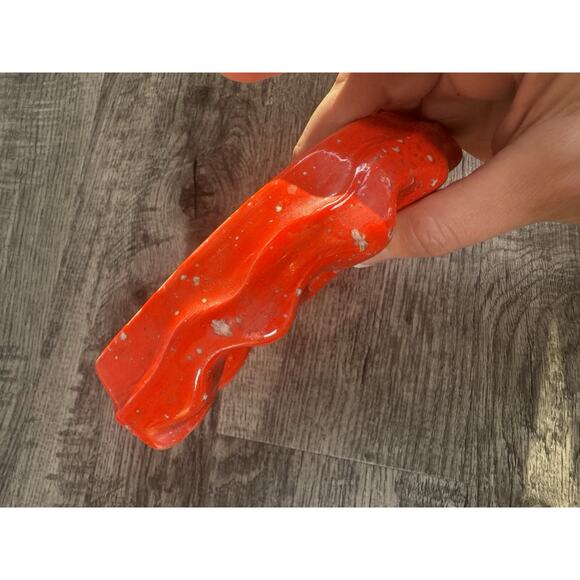 Vintage MCM Ashtray Trinket TROJAN HORSE HEAD~Ceramic Speckled Cherry Red Atomic - Picture 5 of 13